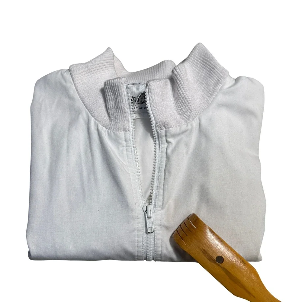 1980's‎ Country Concepts Womens Jacket Full Zip Coat Windbreaker L. White Bomber